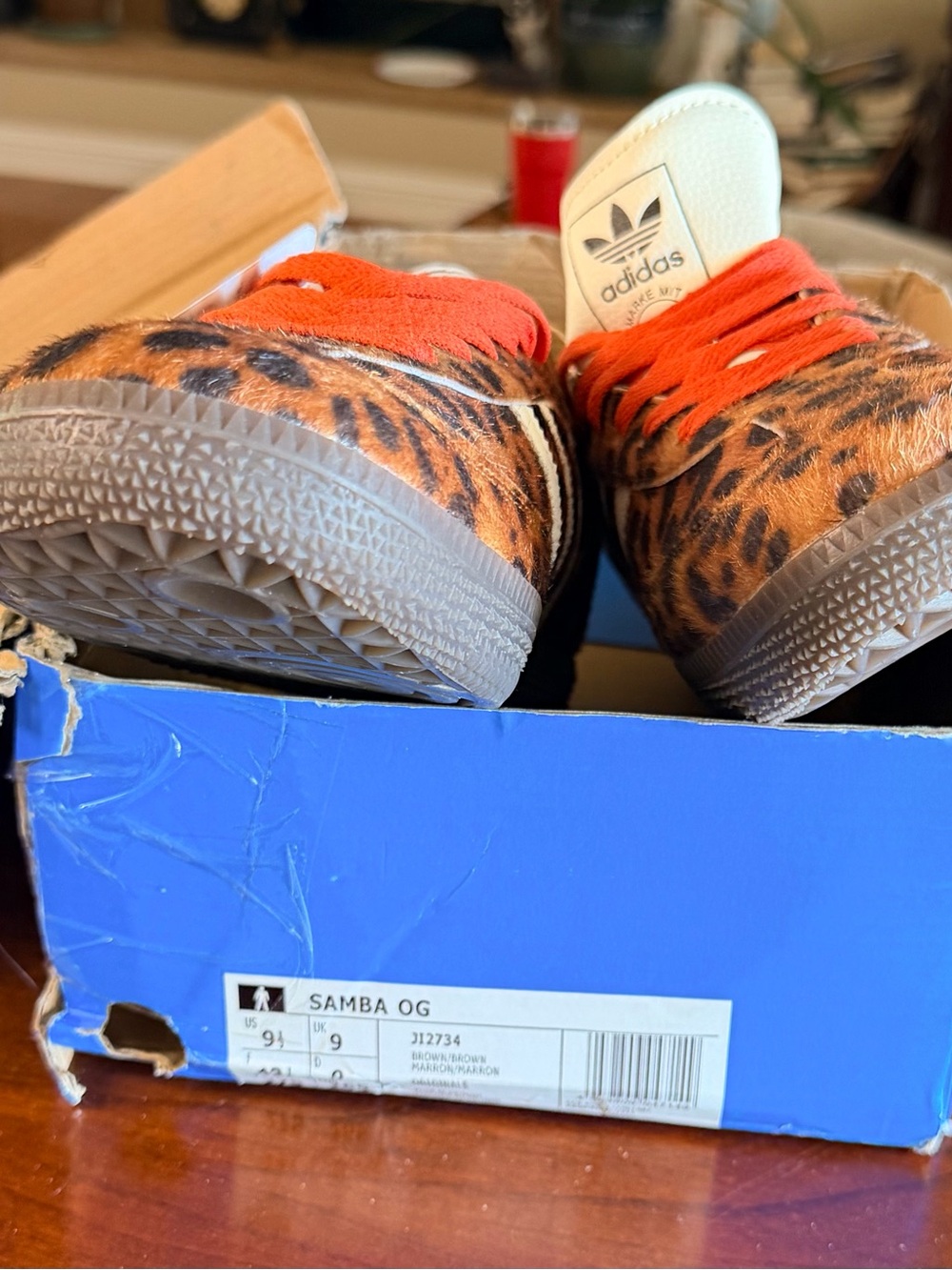 adidas Leopard Print Sneakers with Orange Laces - Picture 10 of 10